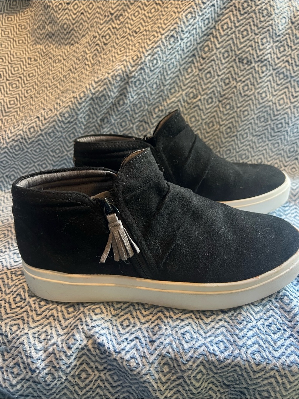 Dr. Scholl's Black Suede Slip-On Sneakers with White Platform